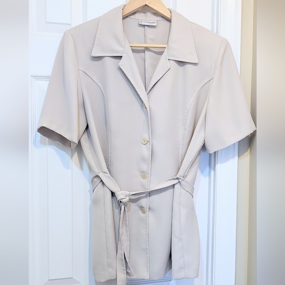 VTG Gloria Vanderbilt Neutral Cream Buttoned Jacket (14) + Pants (16P) HP!